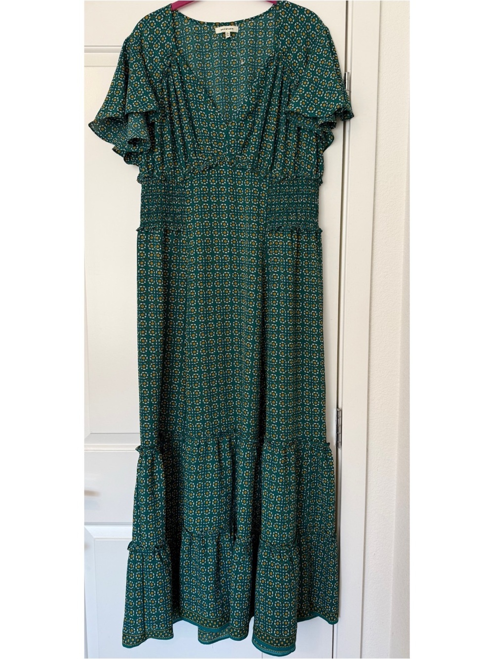 Max Studio Teal Geometric Maxi Dress XL